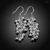 Boucles d'oreilles pendantes bijoux 925 timbre couleur argent boucle d'oreille mode femme perles de raisin créatives goutte cadeaux