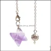 H￤nge halsband merkaba crystal pendent halsband stor satellit melcabaring pendum 3d f￶r kvinnor m￤n smycken energi l￤kning gemston dh5hb