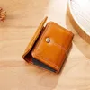 Kaarthouders Vintage Oil Wax Pu Leather Multi-Card Slots Organ Buckle Holder Wallet Mini Small Business Damesmunt Portemonnees