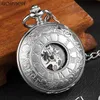 Pocket Watches Vintage 2 Sides Open Case Mechanical Mens Double Face Roman Dial Clock Hand Wind With Fob Chain Gift 220826