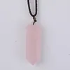 Collane con ciondolo Collana di cristalli curativi con pietre preziose di chakra del pendolo a doppio punto di quarzo rosa rosa naturale