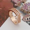 NYHET Roséguld Trippel spiralring CZ diamant Kvinnor Flickor Bröllopspresent designer Smycken Originalbox för Pandora 925 Silver Rings Set