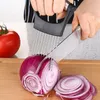 Kitchen Faucets Steel Onion Needle With Cutting Safe Aid Holder Easy Slicer Cutter Tomato Safe Fork Handheld Vegetable Knife Kitchen 220827