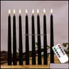 Candles Home Decor Garden Pack Of 6 Remote Halloween Taper Black Color Flameless Fake Pillar Battery With Contain Drop Delivery 2021 M Dhapn