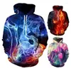 Herentruien Skin-Touch Warm 3D Flame Print mannelijke casual pullover hoodie voor school