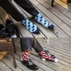 Mens Socks Classic Casual Gentleman Högkvalitativ färgpussel Happy Business Party Dress Cotton för 220826