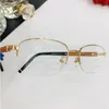 Lux Clasic Men Semi-Rim Glasses Frame 447 Lightweight Hualimu Wooden Leg Gold Silv Gungray 55-18-140 for Precription Eyeglasses fullset case