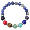 Fili di perline Regalo Joya Magnetico Ematite 8Mm Perline rotonde Braccialetti di pietra 7 Chakra Pietra preziosa Guarigione di cristallo Reiki Gioielli da donna Ban Dhias