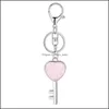 Key Rings Crystal Keychain For Bag Car Natural Love Heart Gemstone Lucy Lock Men Healing Chakra Cute Keyring Drop Delivery 2021 Jewelr Dhgn3