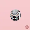 925 Silver bead fit Charms Pandora Charm Bracelet Round Series Charms Flower Evil's Eyes Family Owl charmes ciondoli DIY Fine Beads Jewelry