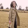 Jackets 314y Teen Girls Long Trench Coats Fashion England Style Wind Breakher Jacket voor Spring Autumn Childrens Clothing 220827