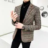 Herenpakken Blazers Grid Brand Kleding Men Spring Casual Business Suit/mannelijk hoogwaardige katoen Slim Fit Blazers Jackets/Man Plaid Coats S-4XL 220826