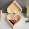 Scatola da regalo Scatola portagioie a forma di cuore in legno a forma di cuore Organizzatore per imballaggio all'aperto Conservazione interna