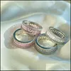 Bagues de mariage Luxury Real 925 Sterling Sier Princess rose blanc 5a Cubic Zirconia Ring 5-10 pour les femmes coeur ovale diamo stoneshop dhiix