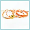 Bracelets de charme 4 pcs bracelet de corde à la main ensemble femmes revêtement de cire imperméable à l'eau manches tressées bijoux bohème cadeaux livraison directe 202 Dhbjm