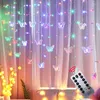 Cordes 3M Papillon LED Guirlande Rideau Lumières Fée Chaîne À Distance USB Lampe De Noël Décoration De Vacances Pour La Maison Chambre Fenêtre