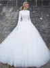 2023 Luxury Ball Gown Wedding Dresses Lace Princess Wedding Dress Country long sleeves Bridal Gowns