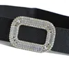 Cinturones de moda de acrílico con diamantes de imitación para mujer, cinturilla elástica elástica, diseño de marca, corsé con hebilla cuadrada para mujer