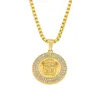 Tendance de la mode de rue pendentif diamant tête en or collier hip hop pour hommes pendentif