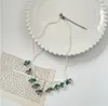 Hanger kettingen bosfee's groene glas kristallen bloem planten kralen ketting unieke sleutelbeen ketting voor meisje
