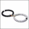 Braccialetti con ciondoli Bracciale con perline arcobaleno Pride Couple Lover White Howlite Black Matte Magnet Natural Stone Lgbt Relationship Jewelry Dro Dh0Oz