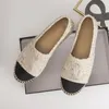 Обувь Canvas Женская обувь Op45 Квартиры на 100% кожаные роскошные шапки для стеганых стеганых рук