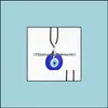 Pendant Necklaces Pendants Jewelry Evil Eye Necklace Blue Charm 30Mm Greek Mati Hamsa Nazar Men Leather E Bdehome Dh13S