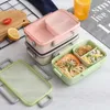 Dinnerware Sets Bamboo Fiber Lunch Box Creative Compartment Sealed Bag Portable Leak-Proof Container For Kids Picnic Office Worker