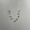 Colares de pingentes florestas de fada de vidro verde -vidro de planta de flores de cristal de miçanga Corrente de clavícula exclusiva para menina