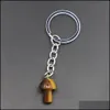 Keychains Natural Stone KeyChains paddestoel hanger Key ringen schattige mini standbeeld charmes sleutelhanger sieraden accessoires dr. Mjfashion dh16a