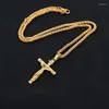 Chains Cross Jesus Christ Gold Crucifix Religious Pendant Necklace For Men Jewelry Gift