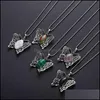 Pendant Necklaces Butterfly Necklace Men And Women Natural Stone Stainless Steel Fashion Items 12 Pieces Of Jewelry Drop Delivery 202 Dhaxm