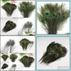 パーティーデコレーションフェザーウェディングのためのクラフト用品Bdenet Yiwu Peacock Hair25-30cm Eye Natural Diy MaterialEarrings Clothing Acce Dhyhn