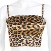 Kvinntankar 2022 Sexig kvinna criss cross bandage strappy camisole leopard rygglös navel navel beskurna toppar mujer camis spets