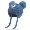 Baby Kids gebreide hoeden veter schattige oren pluche cartoon beer wollen petten kinderen breien warme beanie hoed