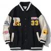 Männer Jacken College Stil Baseball Männer Buchstaben Stickerei Patchwork Harajuku Bomber Varsity Jacke Frauen Casual Mode Mäntel Unisex