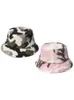 Berets Women Men Multicolor Camouflage Print Bucket Hat Winter Warm Thicken Faux Fleece Sunscreen Packable Fuzzy Fisherman Cap