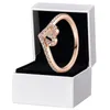 Sparkling Wishbone Heart Ring Autentico argento 925 Donna Ragazze Regalo di nozze Gioielli per pandora Anelli amante in oro rosa con scatola originale