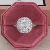 Bagues de mariage bijoux de luxe 925 argent sterling ovale coupé blanc topaze cz diamant gemmstones éternité fête des femmes fiançailles