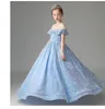 2023 스팽글 플라워 여자 드레스 미인 대회 드레스 볼 가운 토들러 유아 작은 아이 생일 가운
