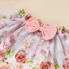 Ensembles de vêtements bébé fille jupe costume poignets à volants barboteuse à manches longues imprimé floral printemps automne deux pièces