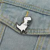 Épingles en émail Tyrannosaurus personnalisées mignon blanc Rex dinosaure broches sac vêtements revers bijoux pour les amateurs de recherche scientifique cadeaux GC1557