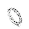 Sparkling Row Eternity Ring 925 Sterling Silver Women Mens Full CZ diamond Wedding Gift Sieraden voor pandora Lover Band Ringen met originele box Set