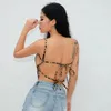 Kobiety dla kobiet 2022 Seksowna kobieta Criss Cross Bandage Strappy Camisole Leopard bez pleców pępek na gołym uciętym topie Małżer camis koronki