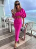 Женские спортивные костюмы Элегантные Bodycon Sexy Co Ord Sets Женские наряды квадратная шея с коротки