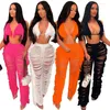 Women's Two Piece Pants Summer Beach Wear Sexy 2 Crochet Set Women Cover Up Hollow Out Knitted Bra And Party Outfits