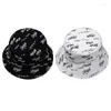 Berets unisex omkeerbare katoenen emmer hoed harajuku letters graffiti bedrukte zonnebrandcrème dubbelzijdige hiphop visser cap