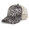 Boll Caps Women Summer Mesh Back Messy Baseball Cap Vintage Leopard Tiger Stripes Printed Justerable Trucker Hat