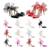 Met BOX Dress Shoes Luxe Designer Sandalen dames hoge hakken Averly Pumps Aveline Sandaal met Asymmetrische Grosgrain Mesh Fascinator Bows Shoes