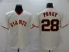 Retro Ed Baseball Jerseys 28 Buster Posey 25 Barry Bonds 24 Willie Mays Jersey Gray Black White Orange Blank No Number Name for Man